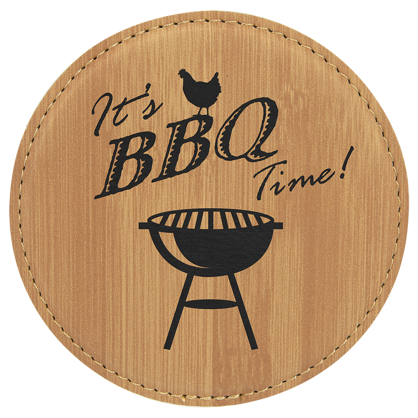 Custom Laser Engravable Leatherette Coaster - Round