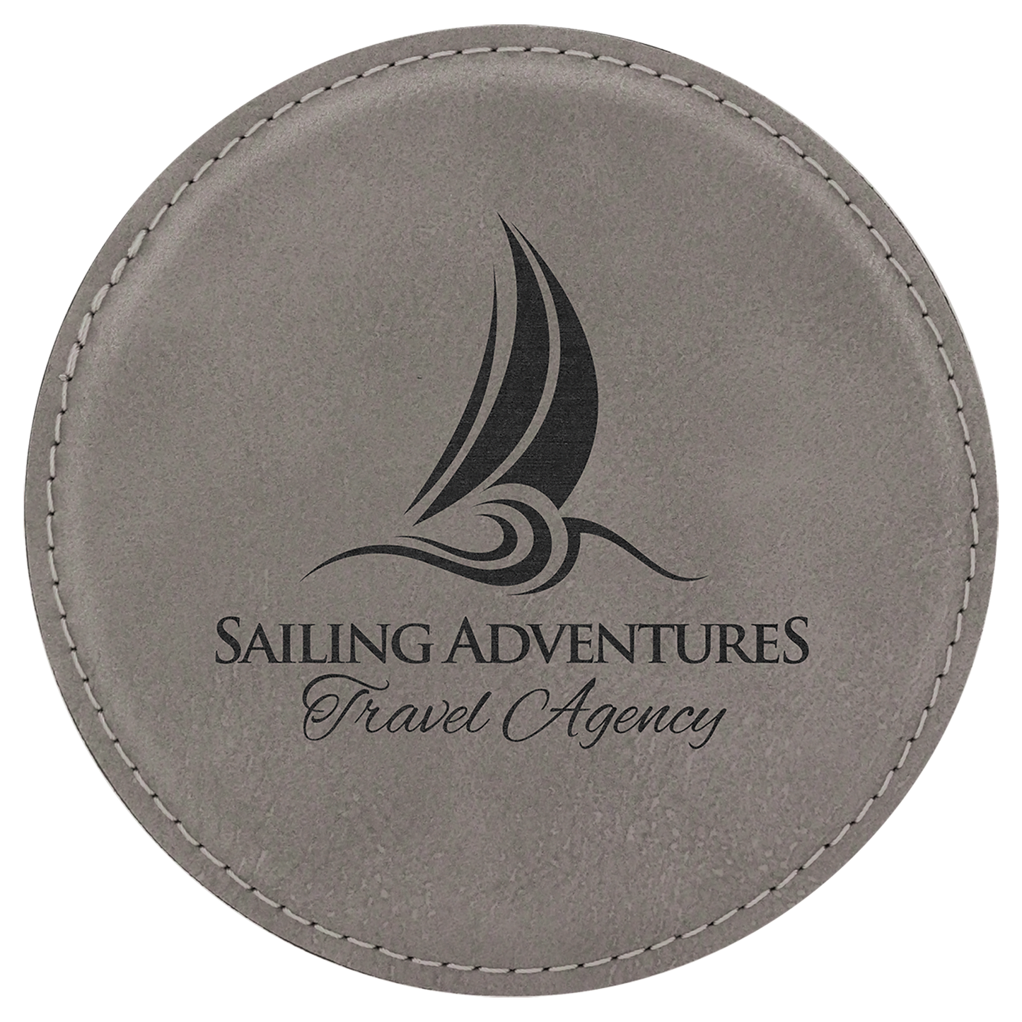 Custom Laser Engravable Leatherette Coaster - Round