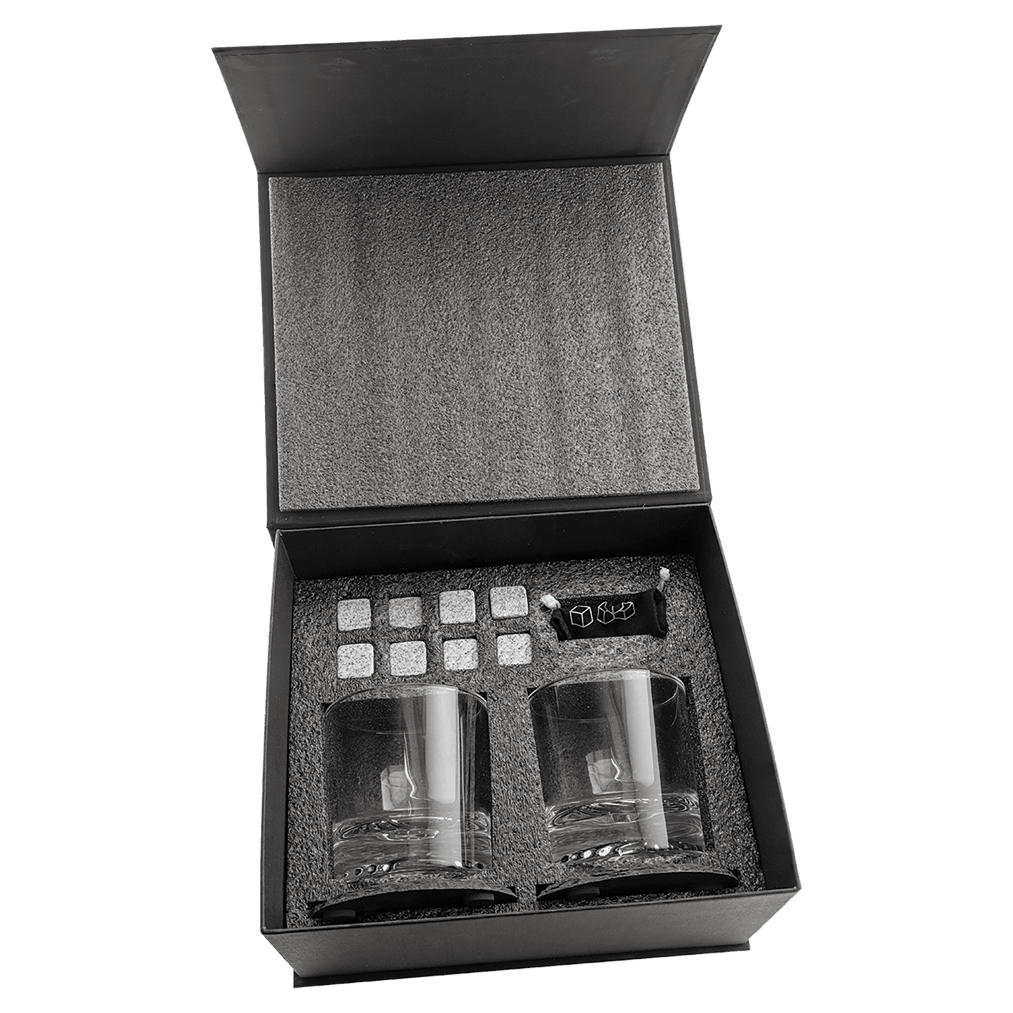 Lazerburst Luxury Whiskey Set: Glasses, Coasters & Reusable Chilling Stones Gift Box