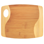 Wooden cutting board with a handle on a transparent background