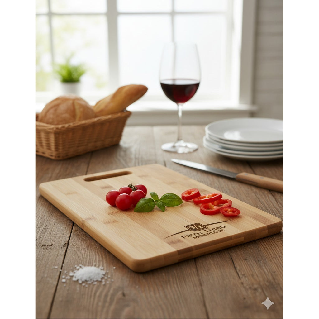 0202b - 9.75" x 13.75" Bamboo Cutting Board With Handle