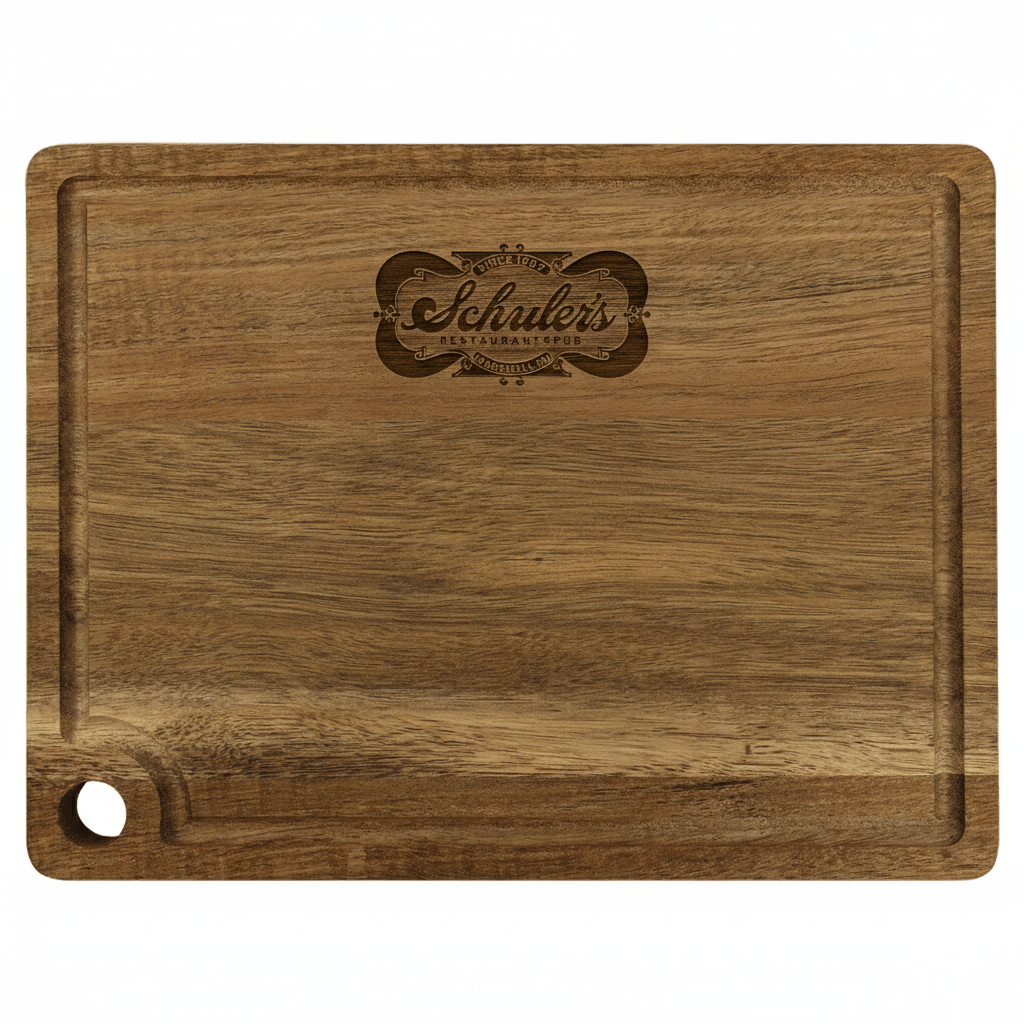 2324 - Acacia Wood Cutting Board with Drip Ring (11 1/2" x 8 3/4")