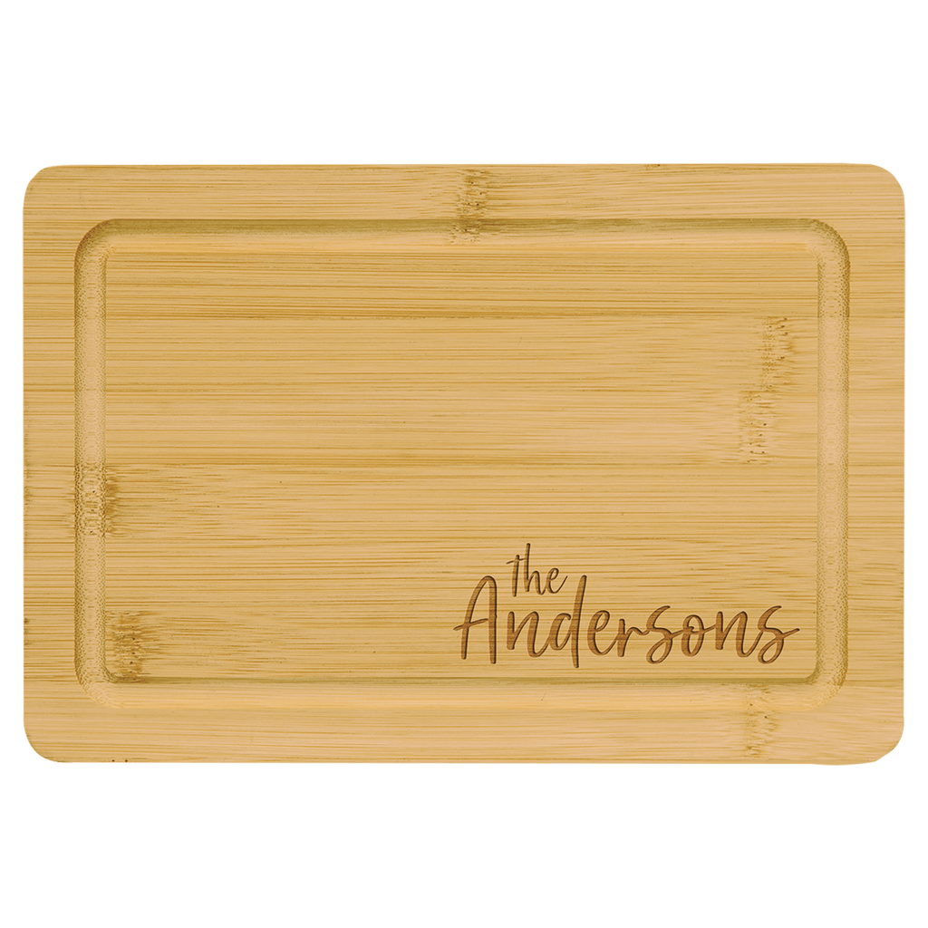 Custom Engraved Bamboo Juice Groove Cutting Board | 9" x 6" Eco-Friendly Kitchen Gift