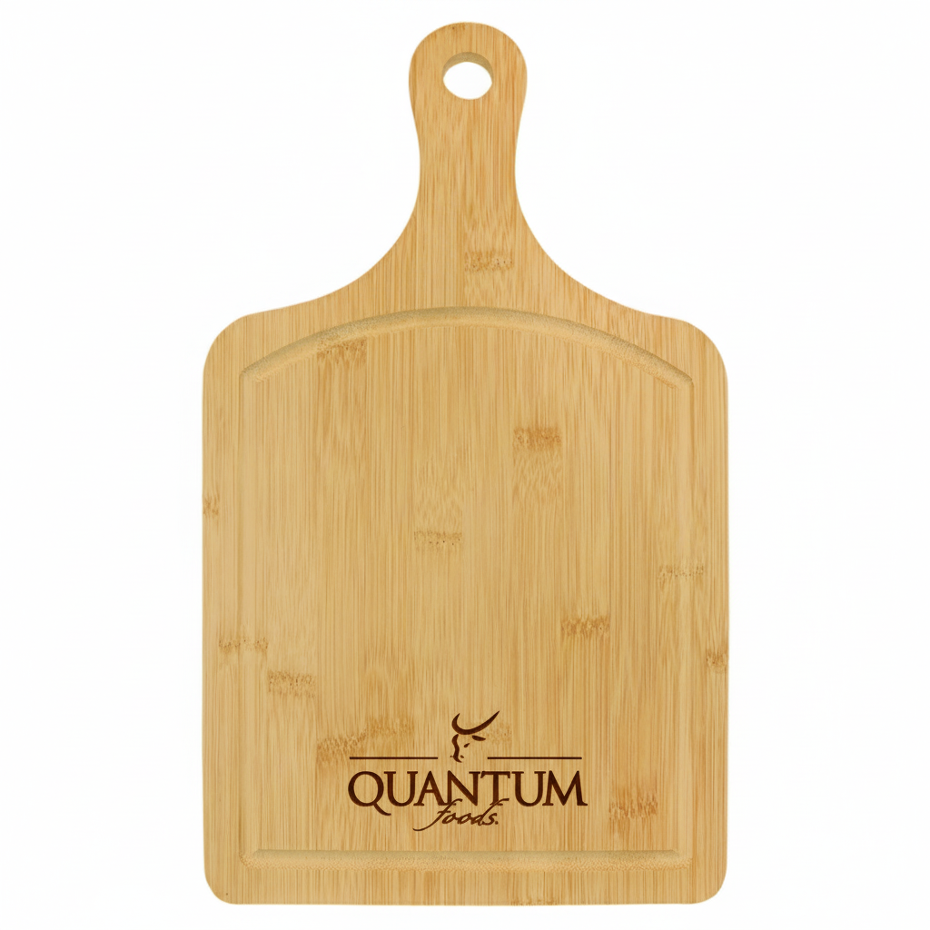 Customizable Bamboo Handled Cutting Board | Eco-Friendly & Juice Groove
