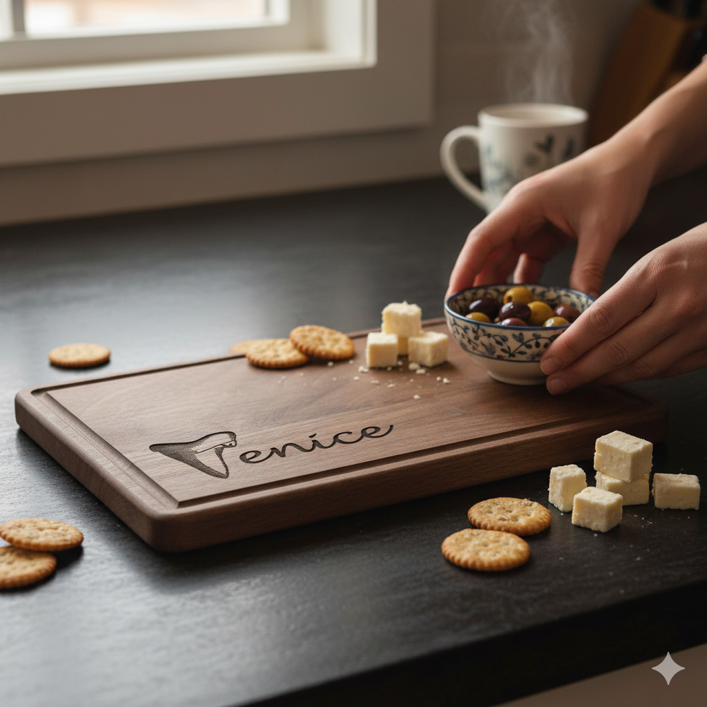 0940w - Custom Walnut Cutting Board with Drip Ring