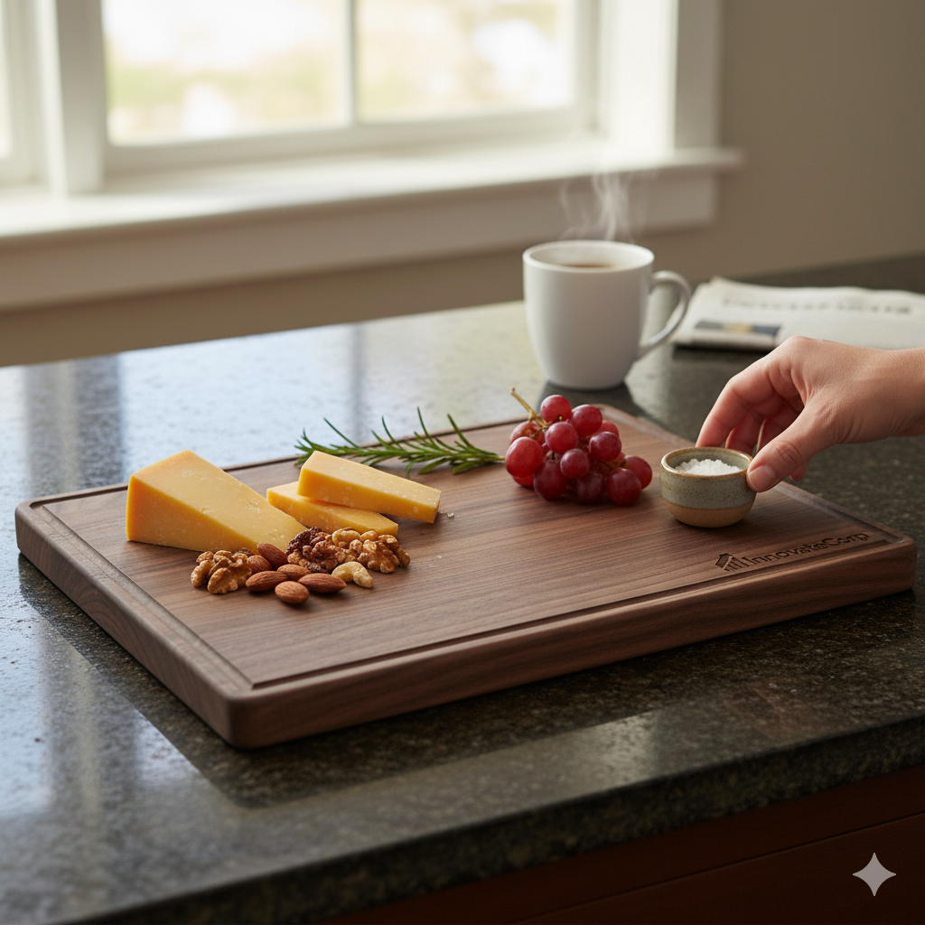 0942w - Custom Walnut Cutting Board with Drip Ring