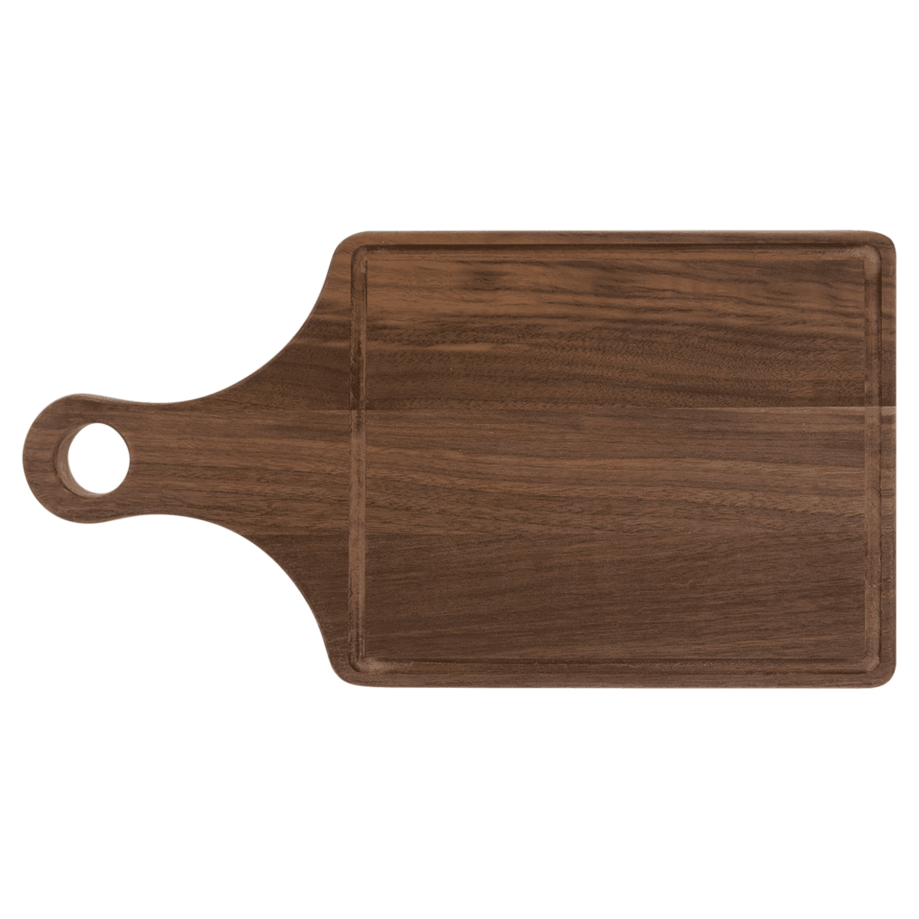 0943W - Custom Walnut Cutting Board Paddle Shape with Drip Ring