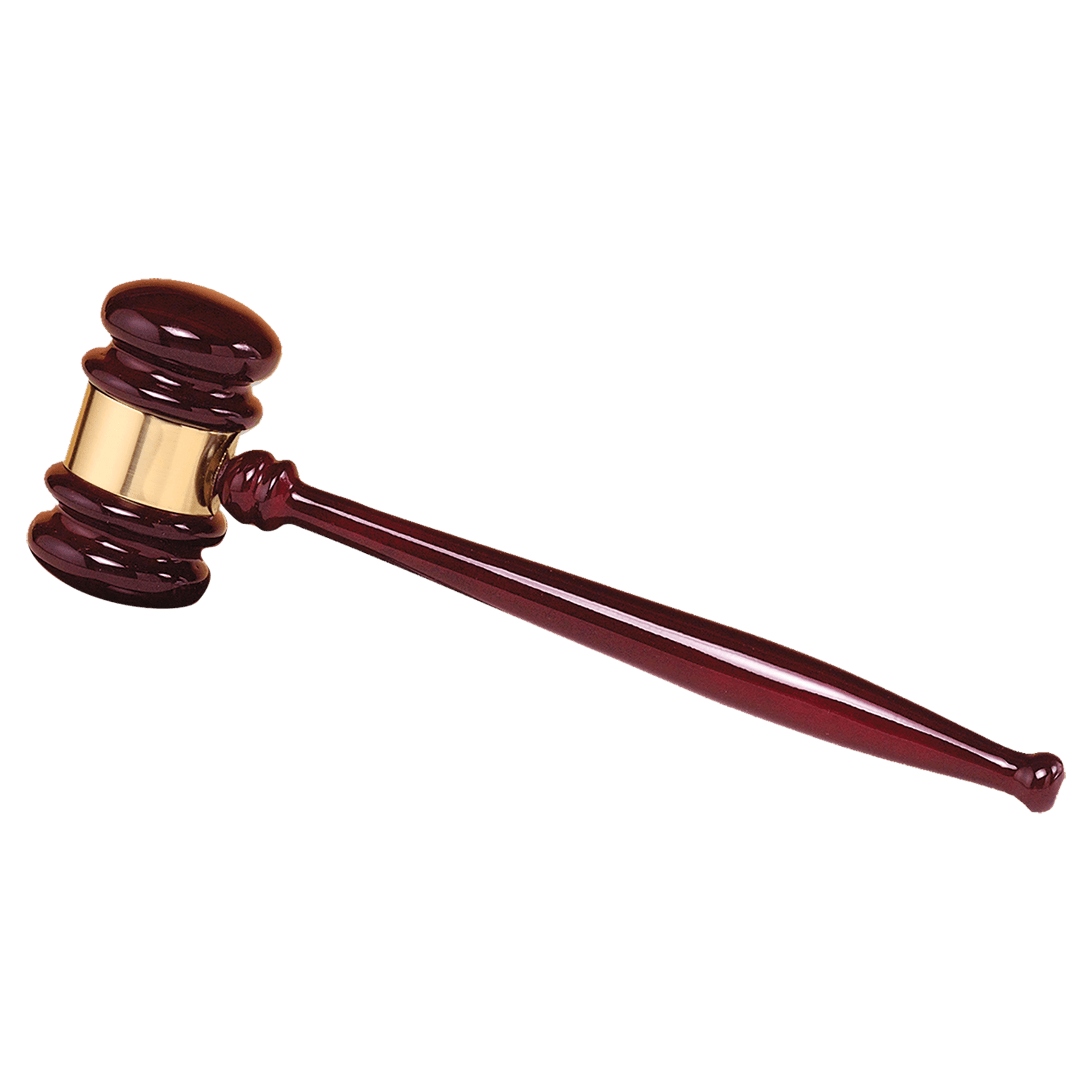 Rosewood Piano Finish Gavel with Gold Band