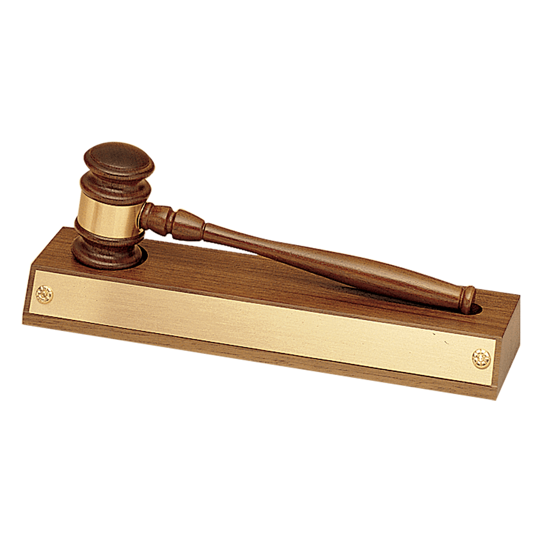 Walnut Gavel Base with Removable Gavel and Gold Plate