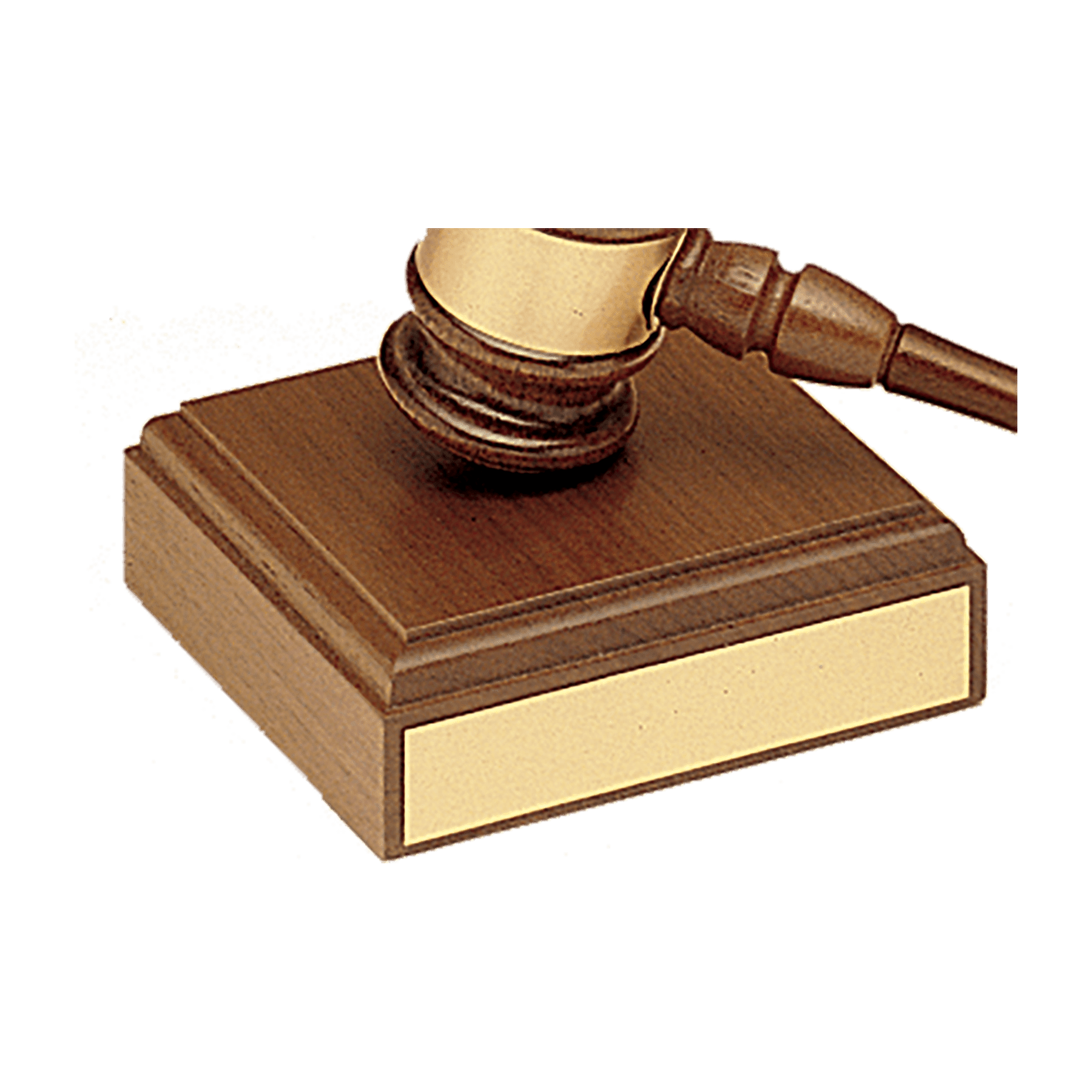 Walnut Gavel Sounding Block with Gold Plate