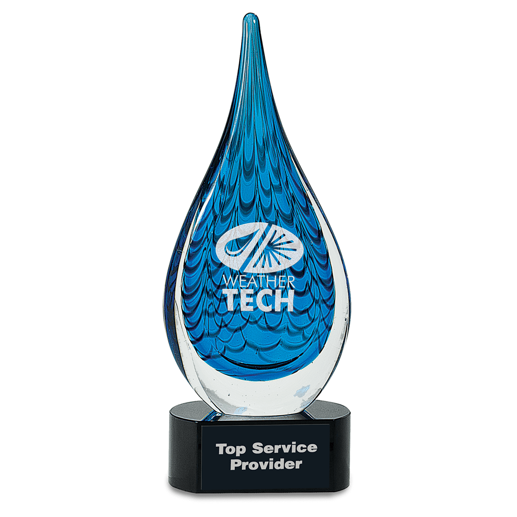 Blue Raindrop Art Glass Sculpture