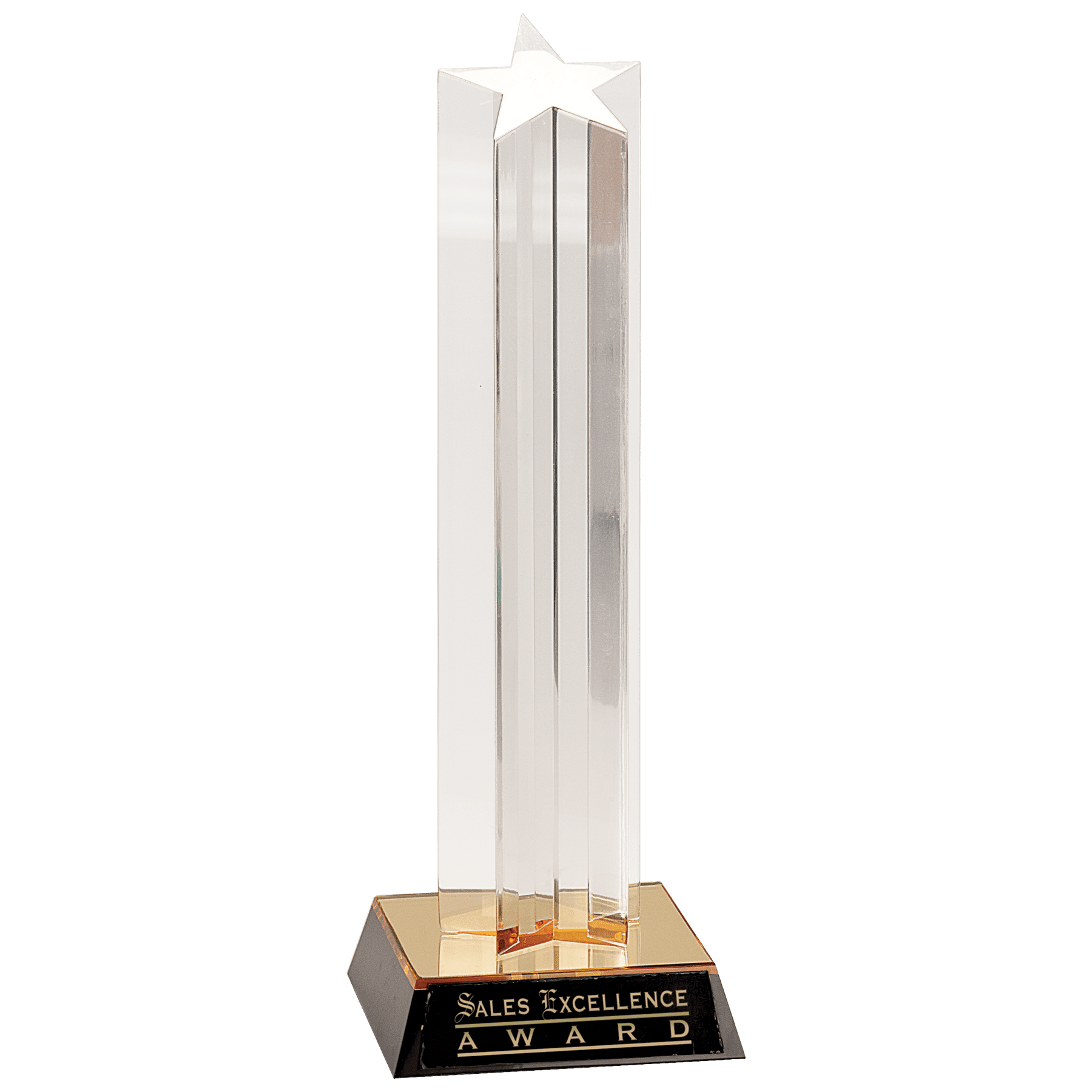 Clear Single Star Column Acrylic with Gold/Black Base