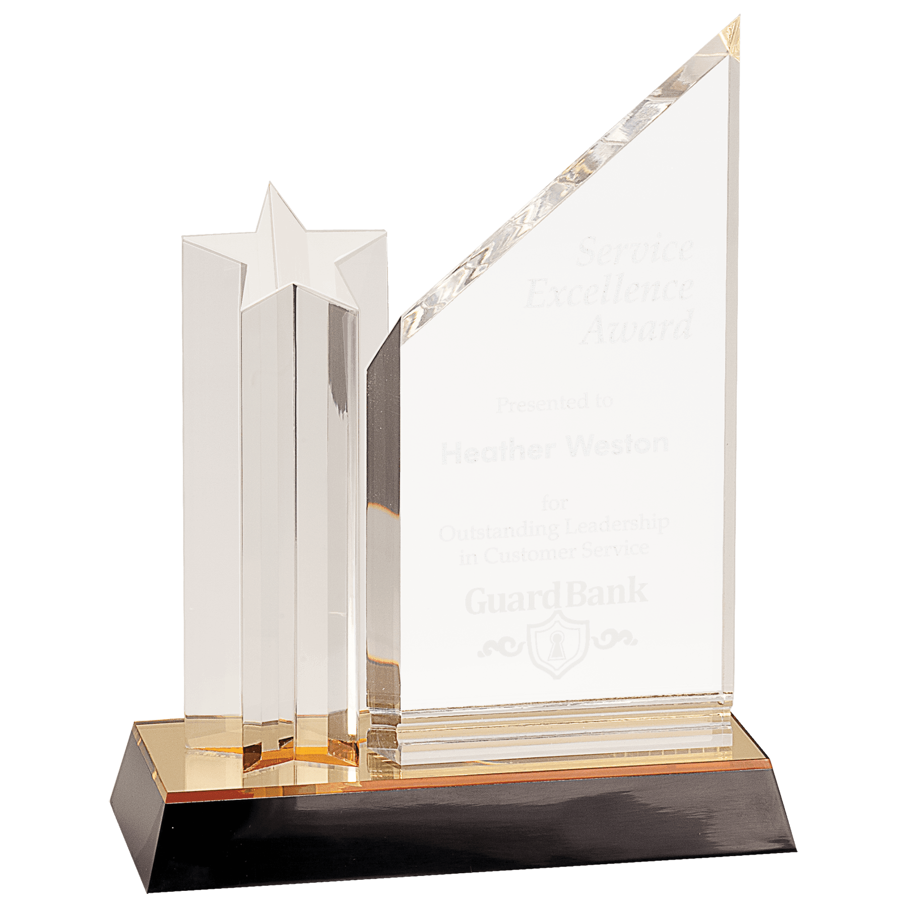Clear Star Column Acrylic with Clear Plaque and Gold/Black Base
