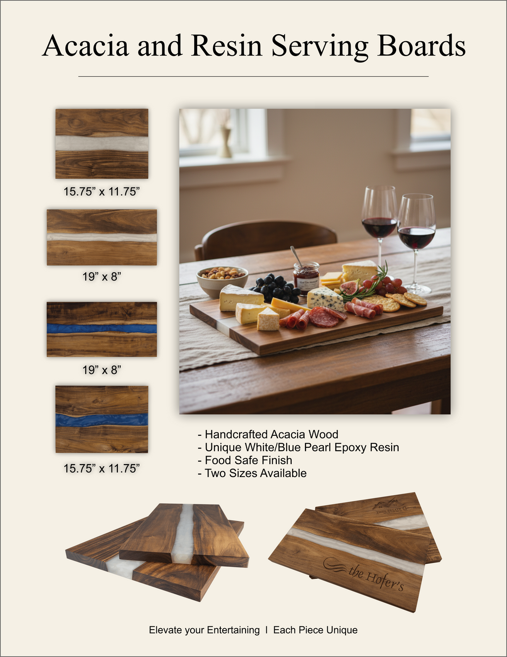 Acacia with Pearl Resin Serving Board