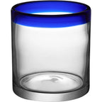 Acopa Tropic 12 oz. Rocks / Old Fashioned Glass with Blue or Green Rim