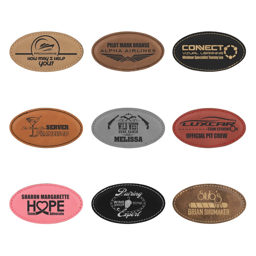 Laserable Leatherette Oval Badge Blank with Magnet Sample Set