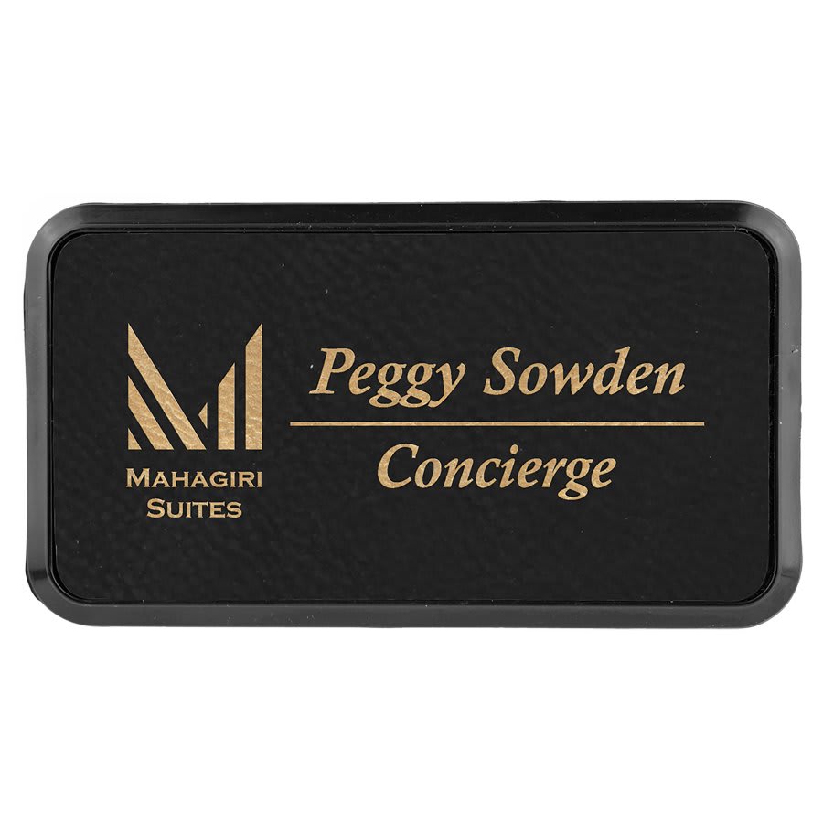 Laserable Leatherette Round Corner Badge & Frame
