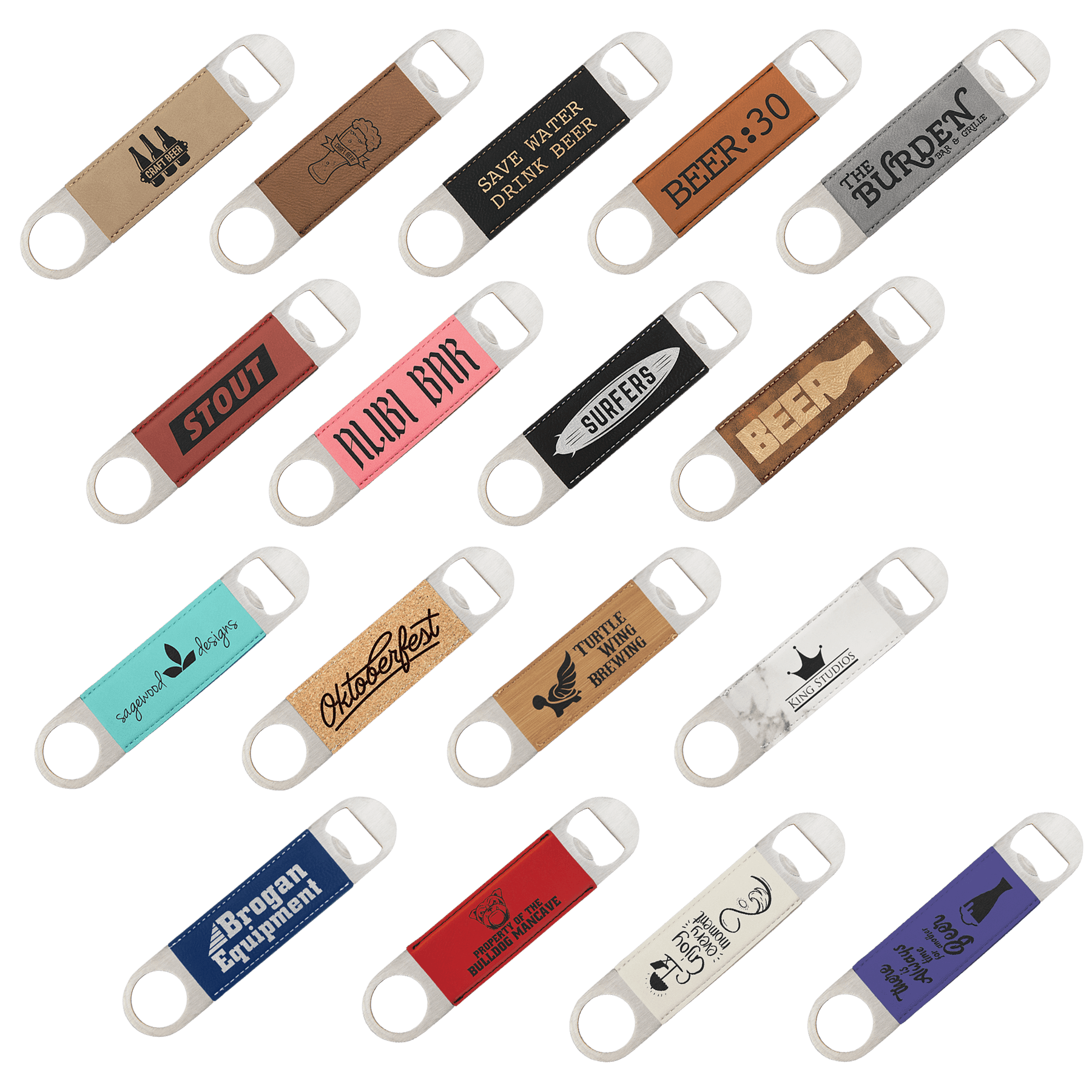 Custom Laser Engraved Leatherette Bar Blade Bottle Opener