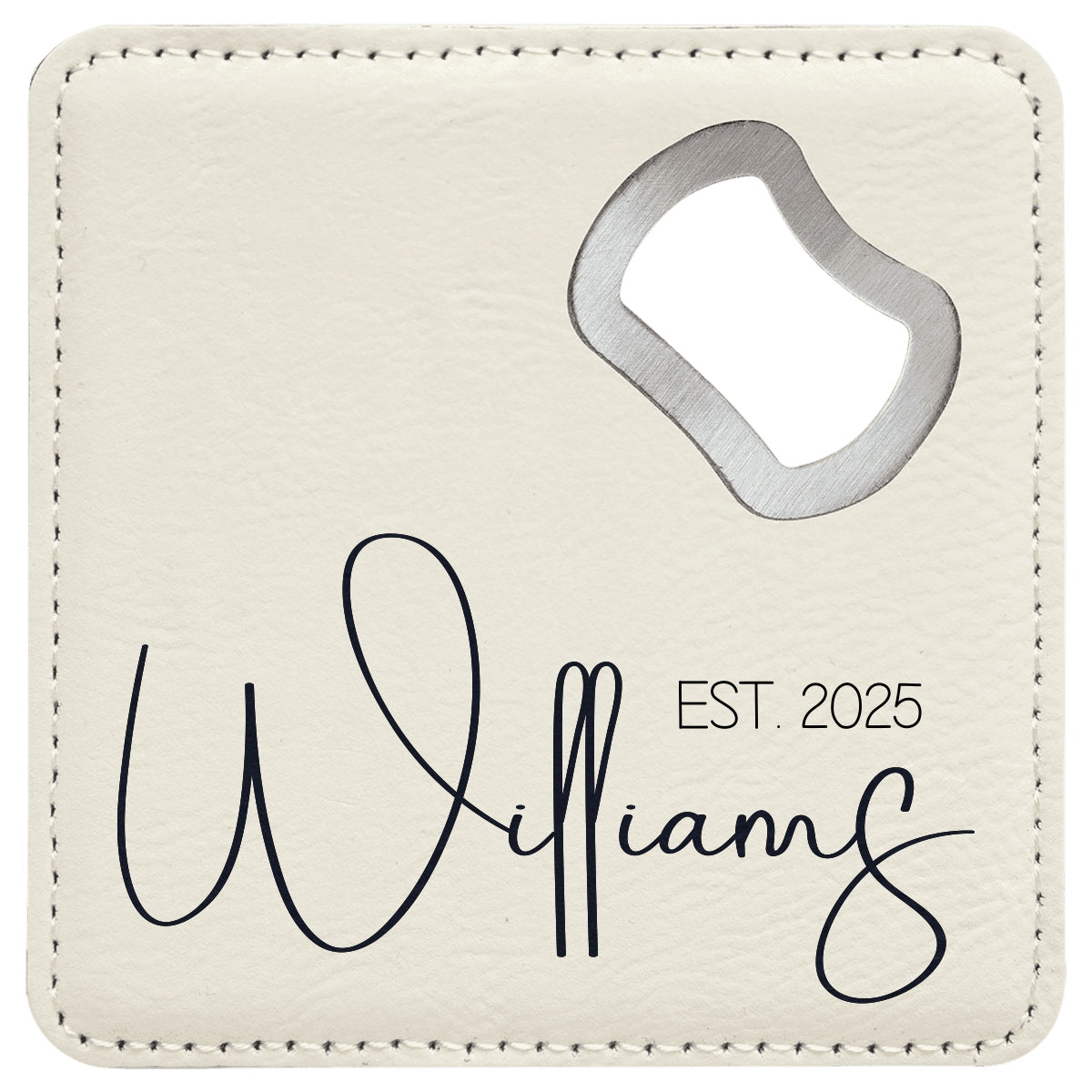 Leatherette Coaster & Bottle Opener Combo - Custom Engravable