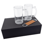 Custom Engraved Beer Gift Set with Mugs & Bottle Opener
