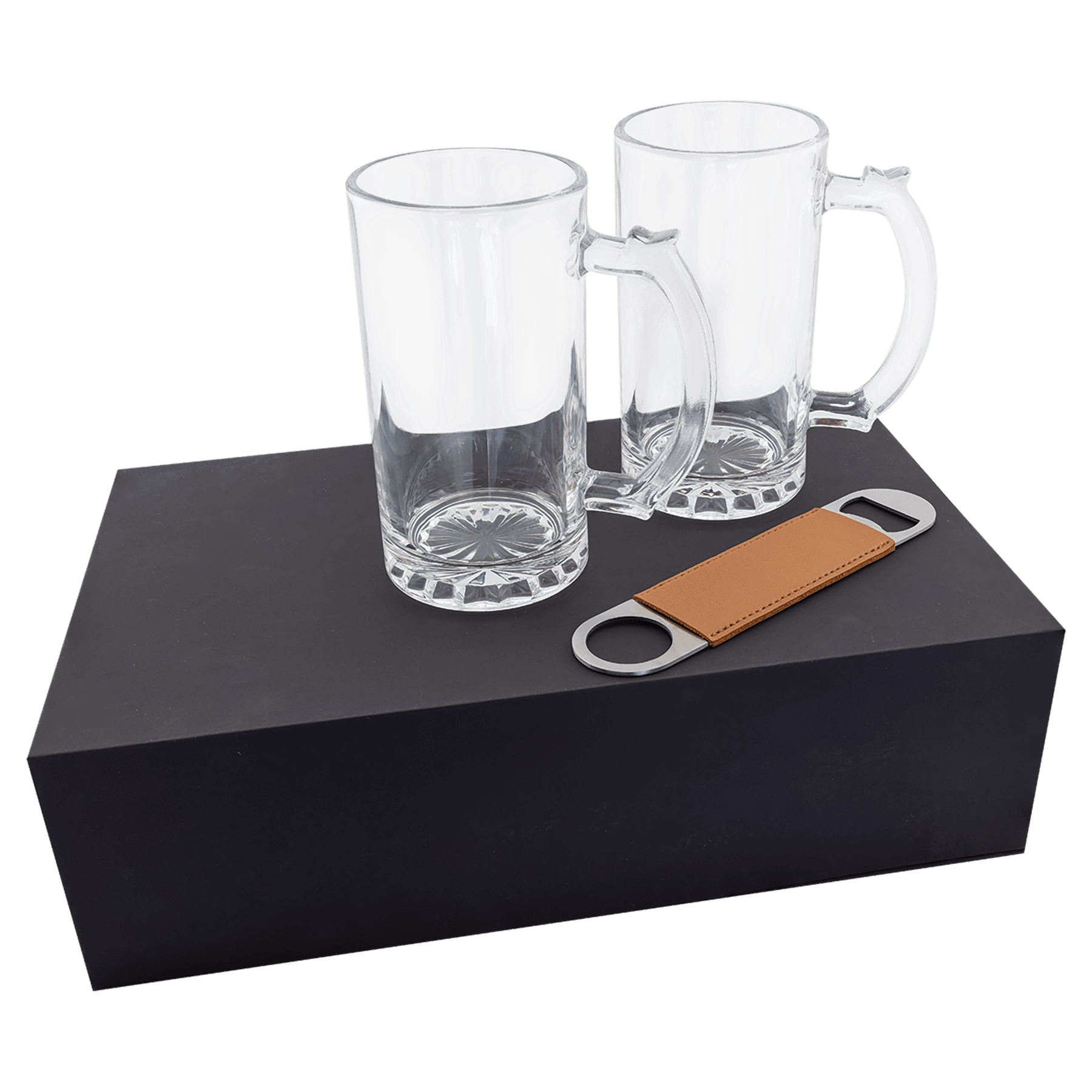 Custom Engraved Beer Gift Set with Mugs & Bottle Opener