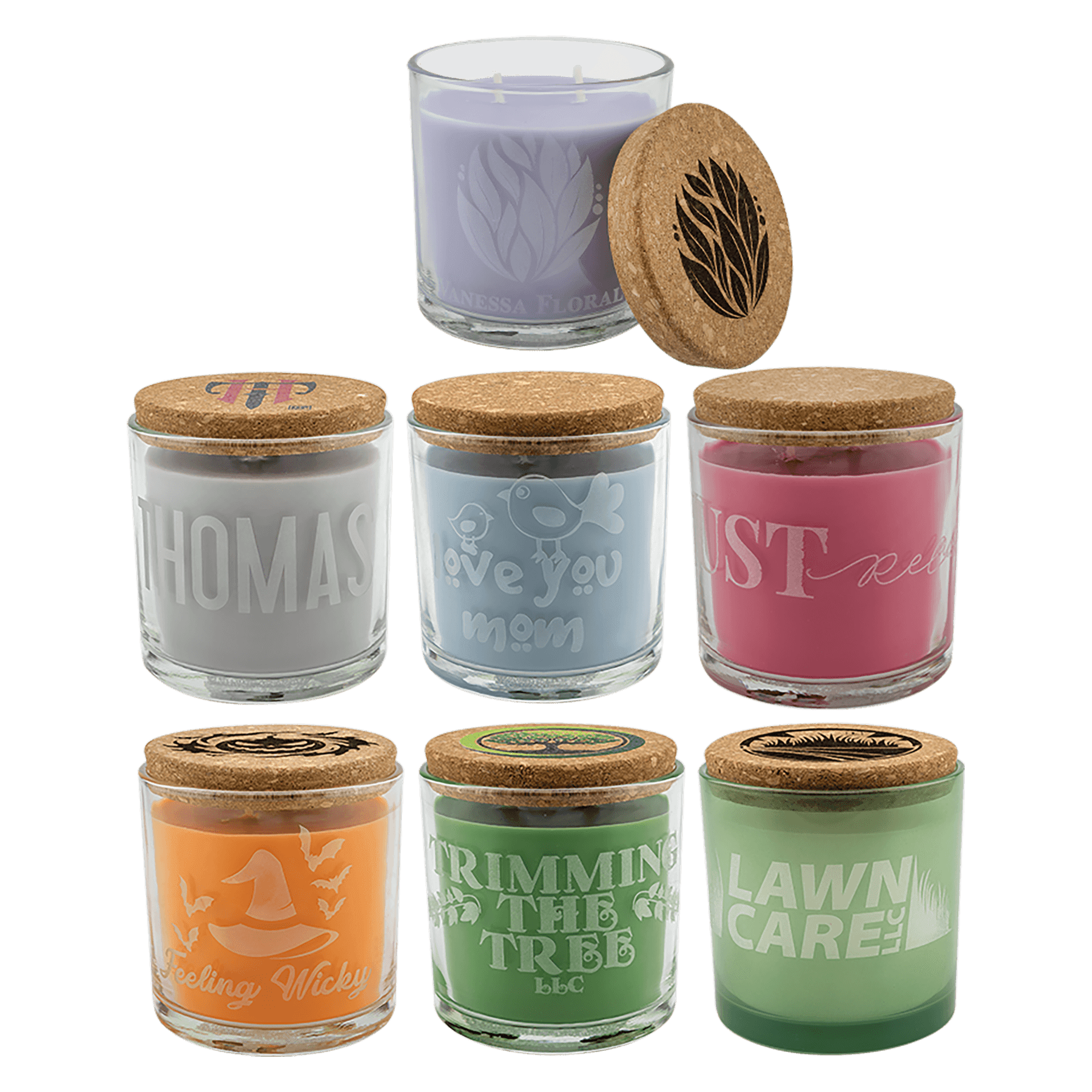 Candle in Glass Holder with Cork Lid Sample Set