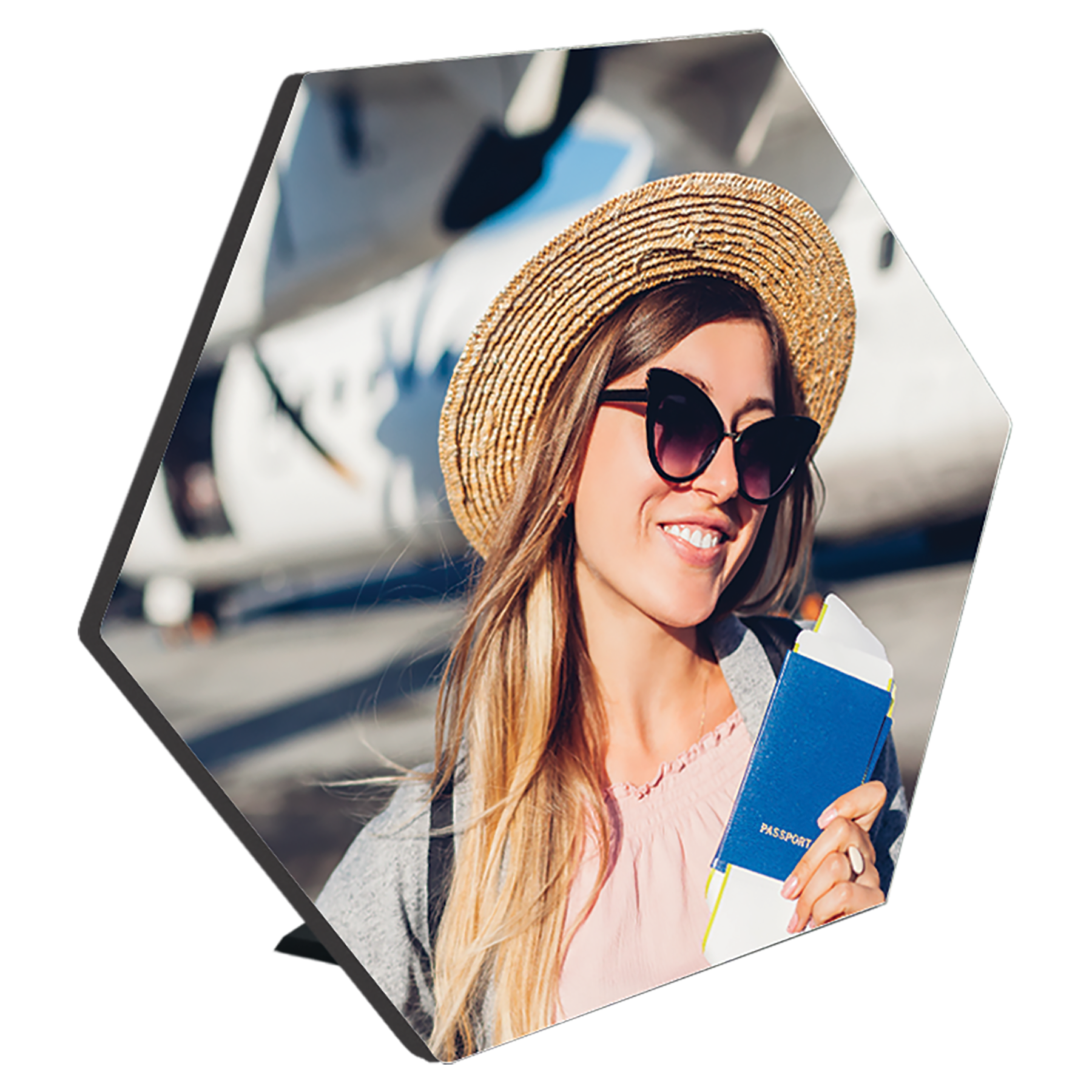ChromaLuxe MDF Hexagon Photo Panel with Kickstand