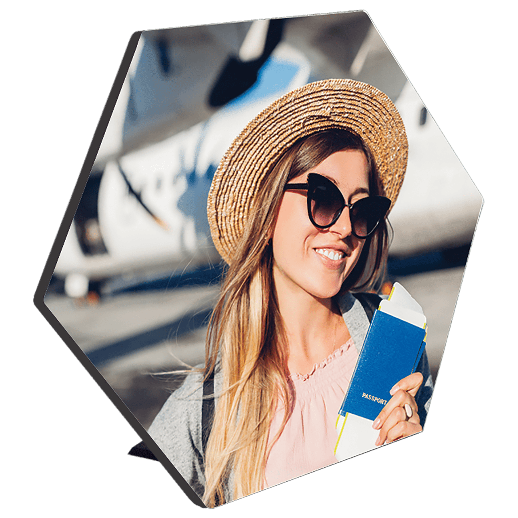 ChromaLuxe MDF Hexagon Photo Panel with Kickstand