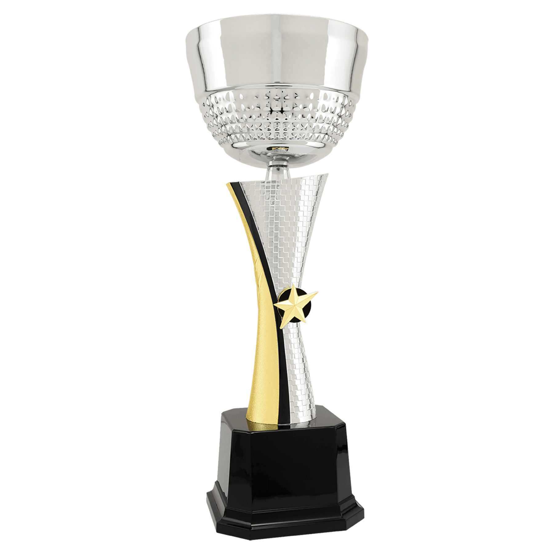 Silver/Gold Textured Completed Metal Cup Trophy