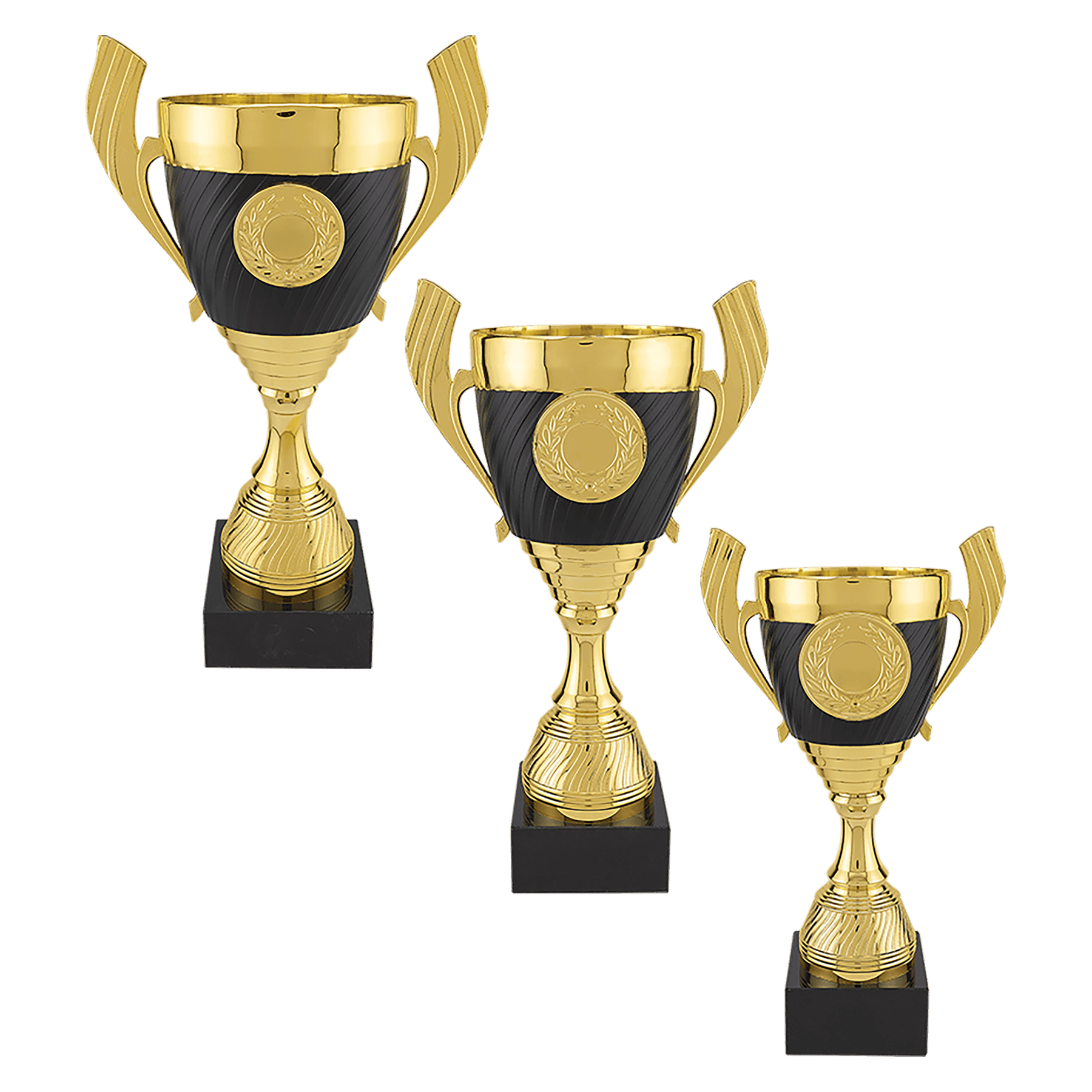 Plastic Cup Trophy with Black Accent and Marble Base Sample Set