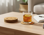 Custom Laser Engravable Leatherette Coaster - Round