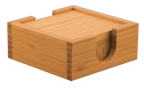 Custom Engraved 4-Piece Bamboo Coaster Set with Holder