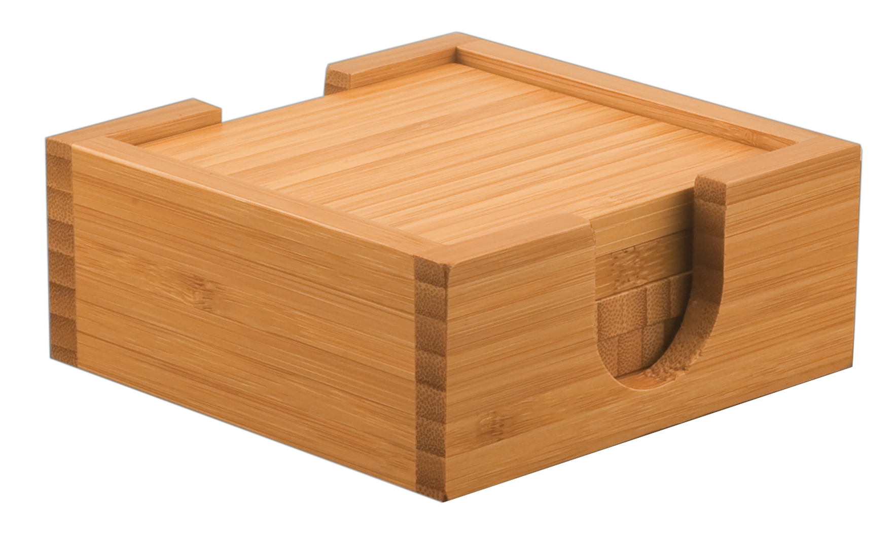 Custom Engraved 4-Piece Bamboo Coaster Set with Holder