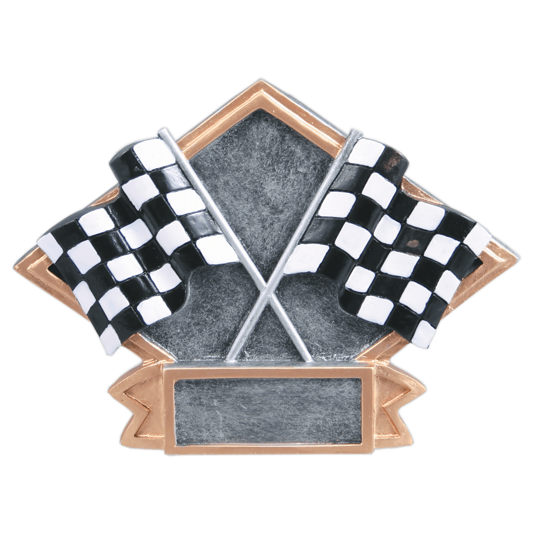Racing Crossed Flags Diamond Plate Resin