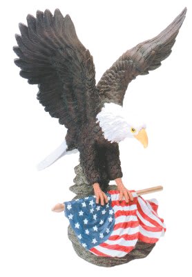 Hand Painted Eagle Resin with Flag