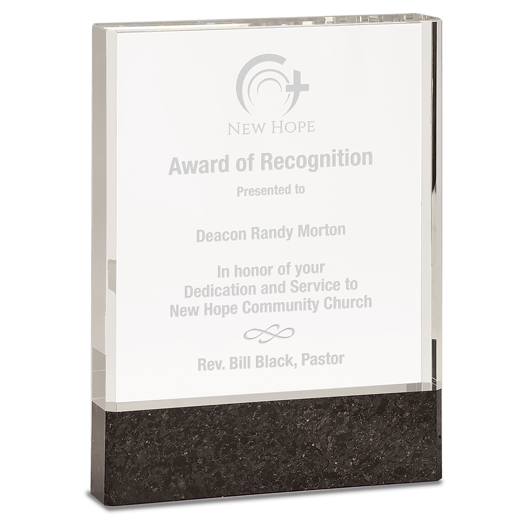 Fusion Crystal Award with Genuine Black Marble