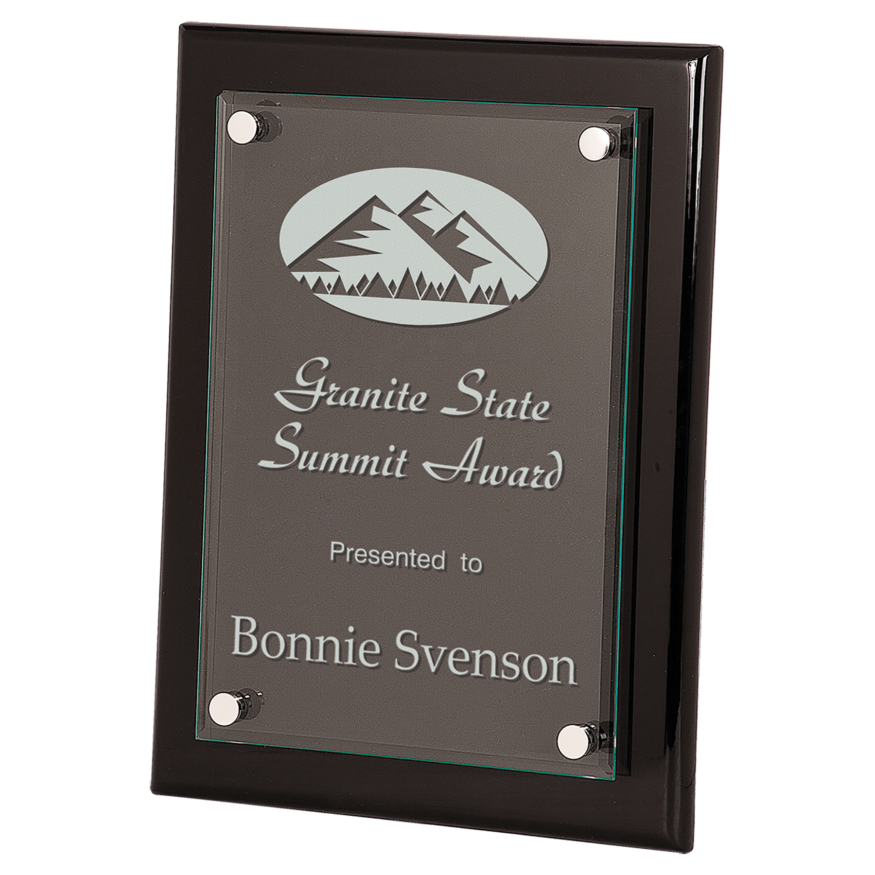 Piano Finish Floating Glass Plaque