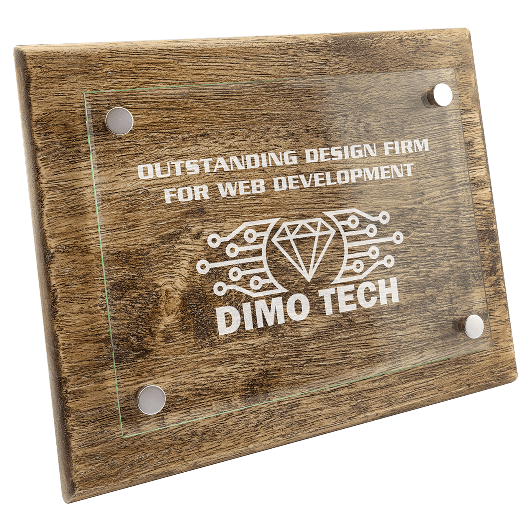 Barnwood Floating Glass Plaque