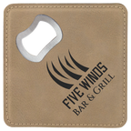 Leatherette Coaster & Bottle Opener Combo - Custom Engravable