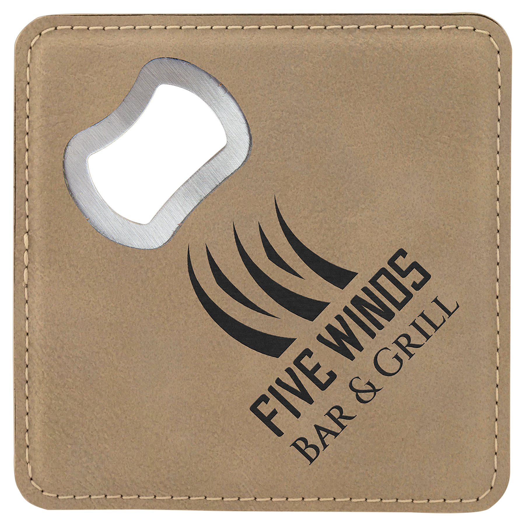 Leatherette Coaster & Bottle Opener Combo - Custom Engravable