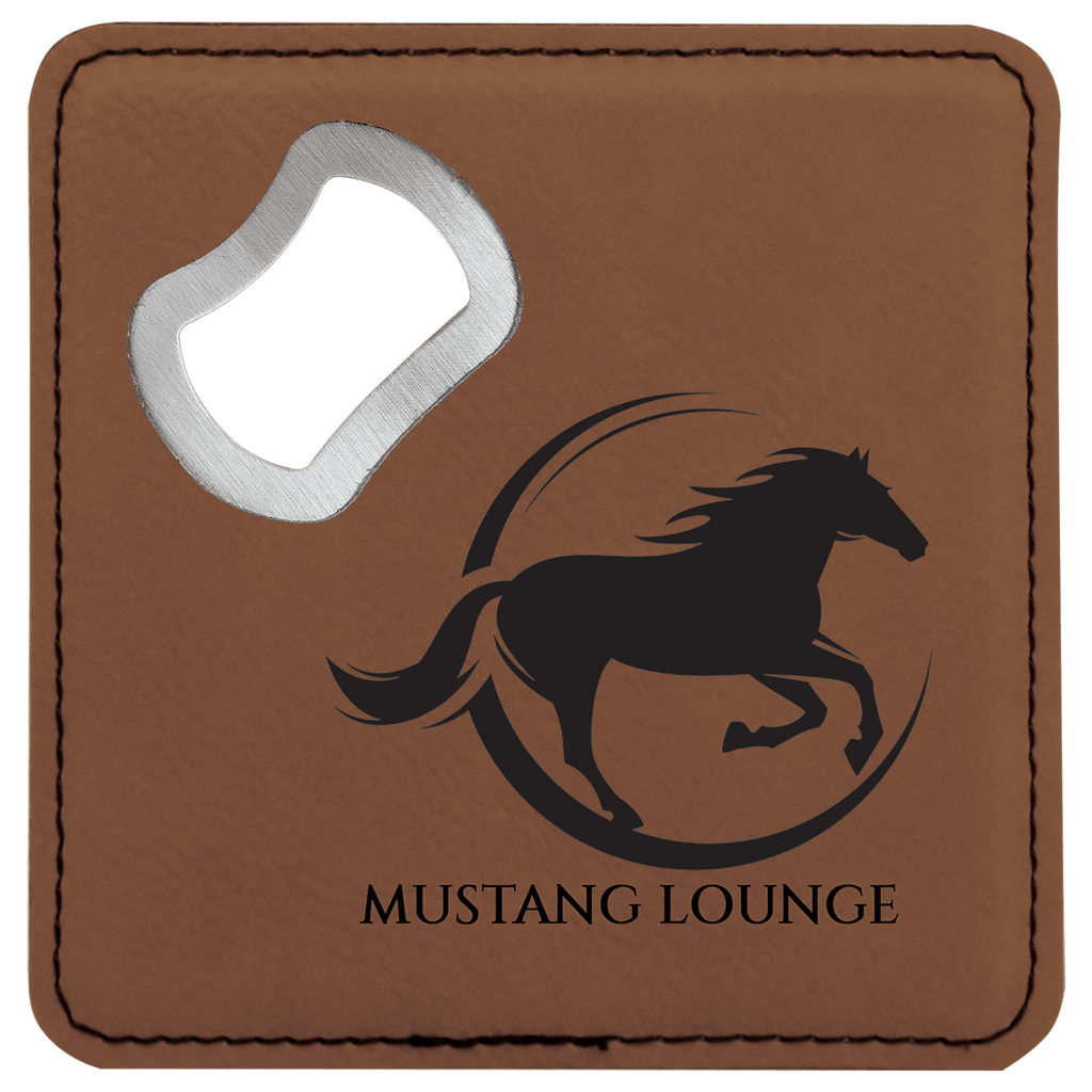 Leatherette Coaster & Bottle Opener Combo - Custom Engravable