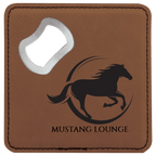 Leatherette Coaster & Bottle Opener Combo - Custom Engravable