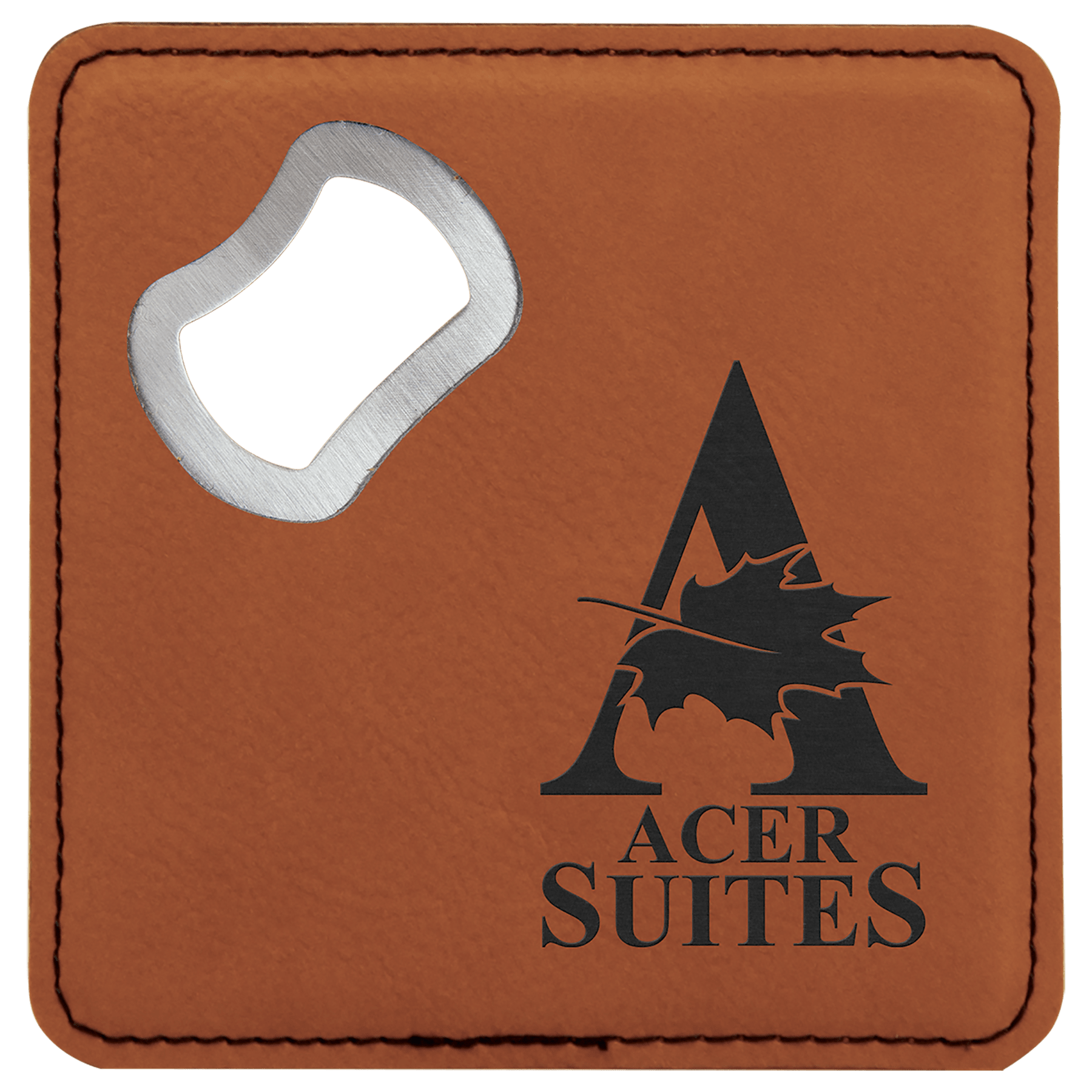 Leatherette Coaster & Bottle Opener Combo - Custom Engravable