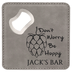 Leatherette Coaster & Bottle Opener Combo - Custom Engravable