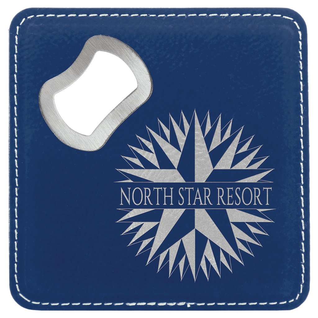 Leatherette Coaster & Bottle Opener Combo - Custom Engravable