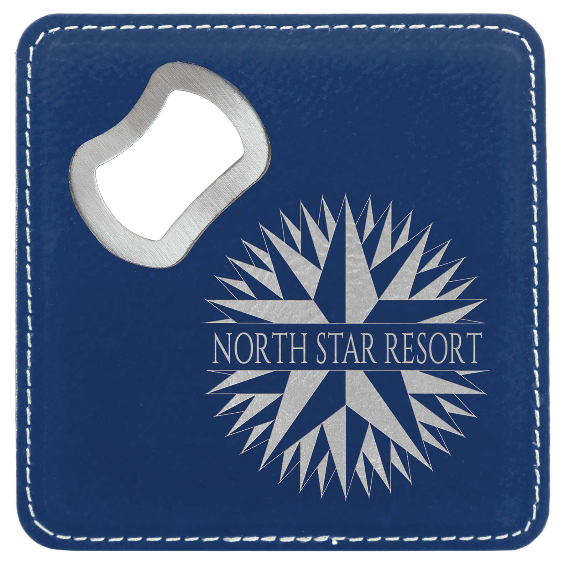 Leatherette Coaster & Bottle Opener Combo - Custom Engravable