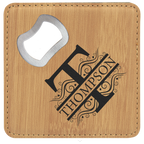Leatherette Coaster & Bottle Opener Combo - Custom Engravable