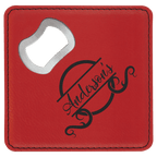 Leatherette Coaster & Bottle Opener Combo - Custom Engravable