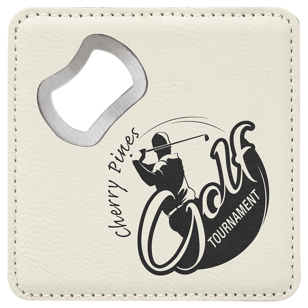 Leatherette Coaster & Bottle Opener Combo - Custom Engravable