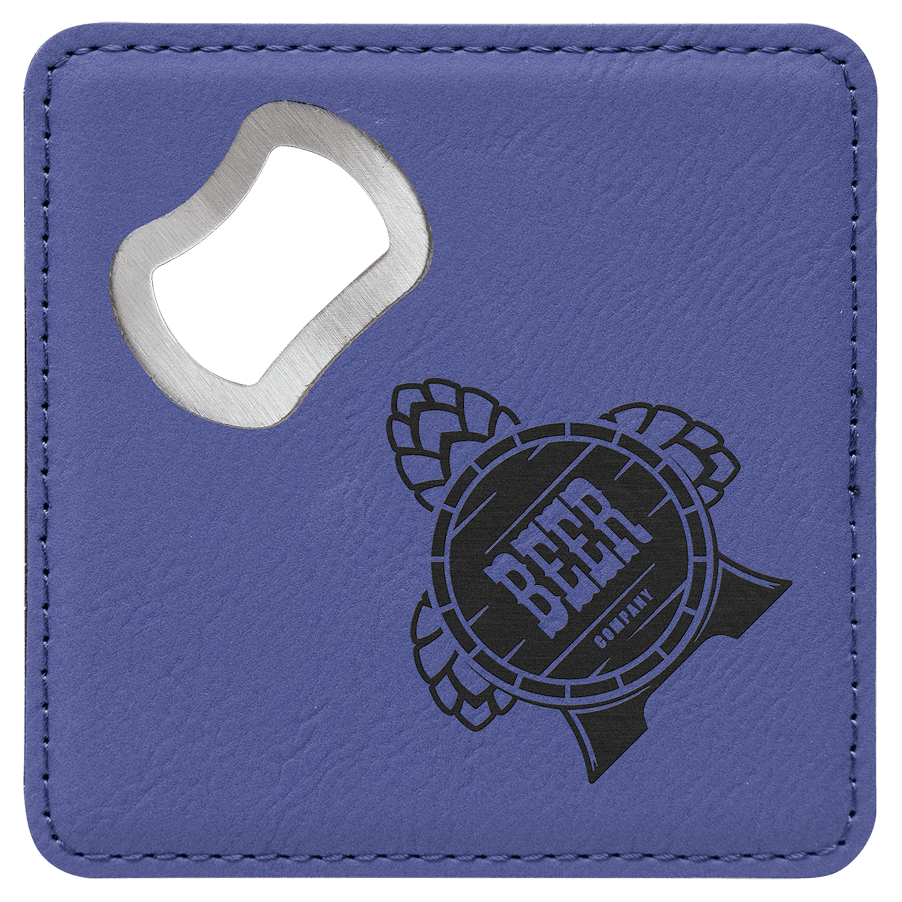 Leatherette Coaster & Bottle Opener Combo - Custom Engravable